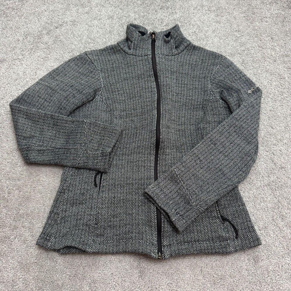 Columbia Herringbone Fleece Full Zip Jacket womens XS Gray Mock Neck Outdoor